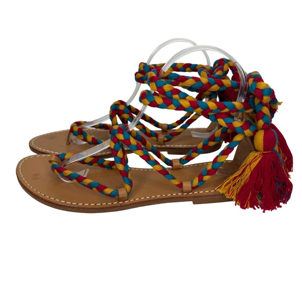 Soludos Multicolor Braided Wraparound Gladiator Sandals Tassel Detail Size 9 - Picture 5 of 9